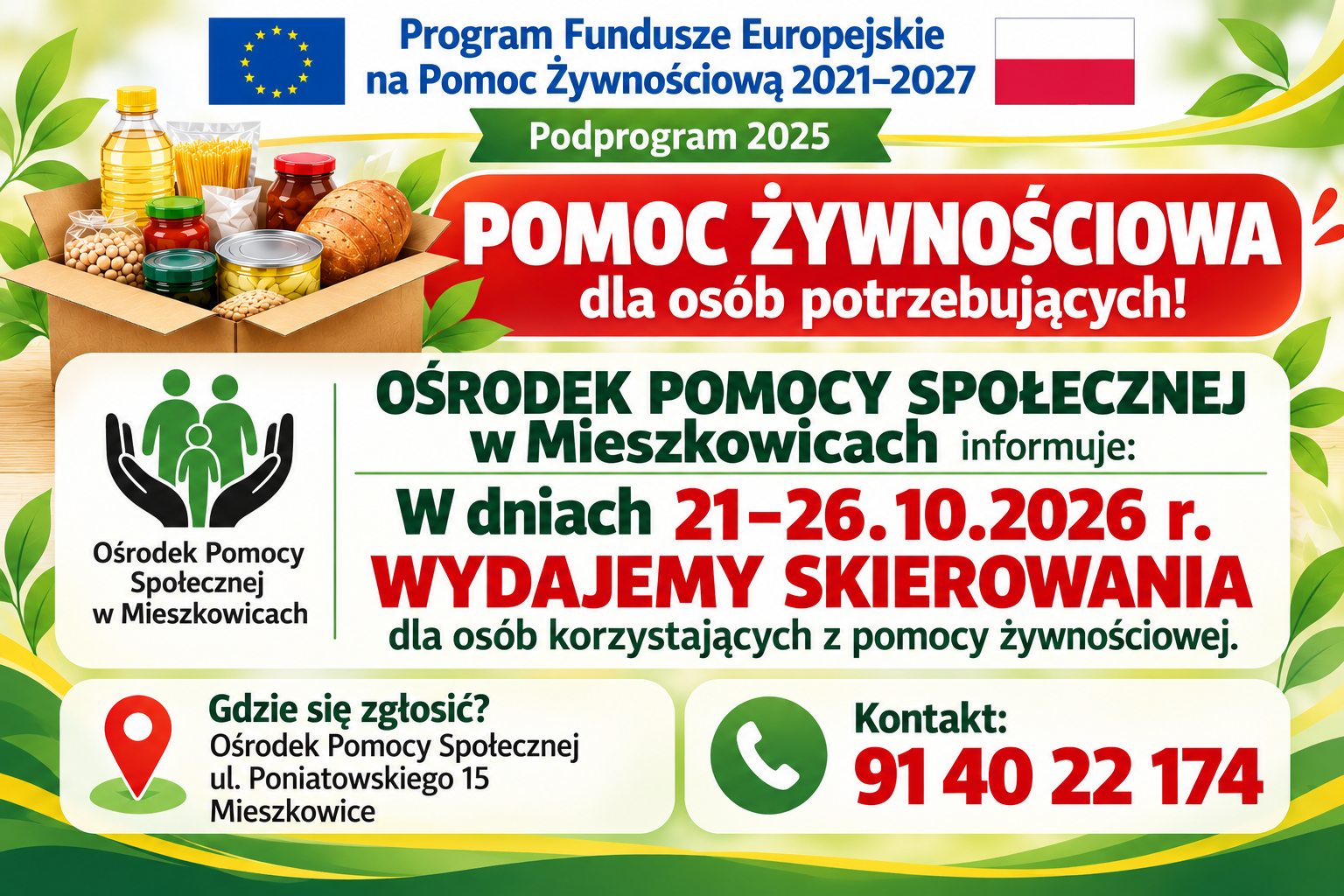 Zdjęcie: Pomoc żywnościowa dla osób potrzebujących!
